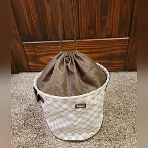 Thirty-one Cinch Top Utility Bin In Taupe Gingham